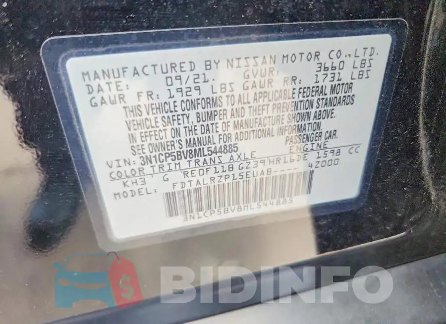3N1CP5BV8ML544885 Photo# 13