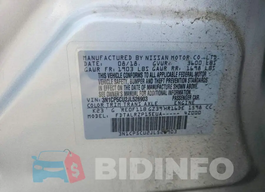 3N1CP5CU2JL526903 Photo# 13