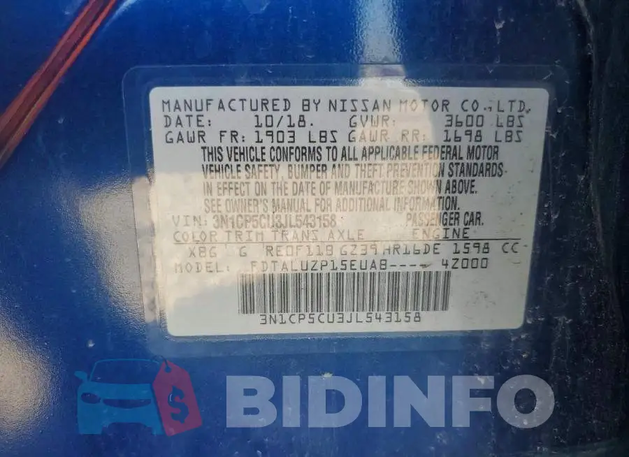 3N1CP5CU3JL543158 Photo# 13