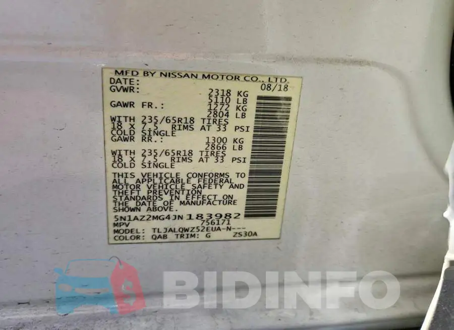 5N1AZ2MG4JN183982 Photo# 14