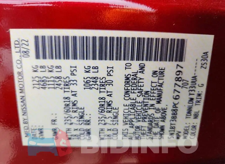 5N1BT3BB8PC677897 Photo# 12