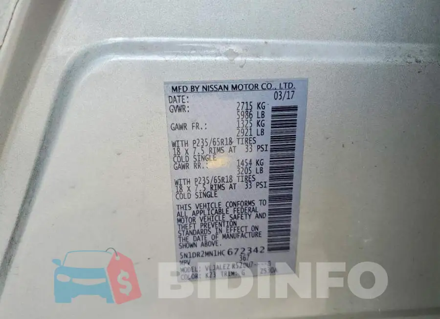 5N1DR2MN1HC672342 Photo# 13