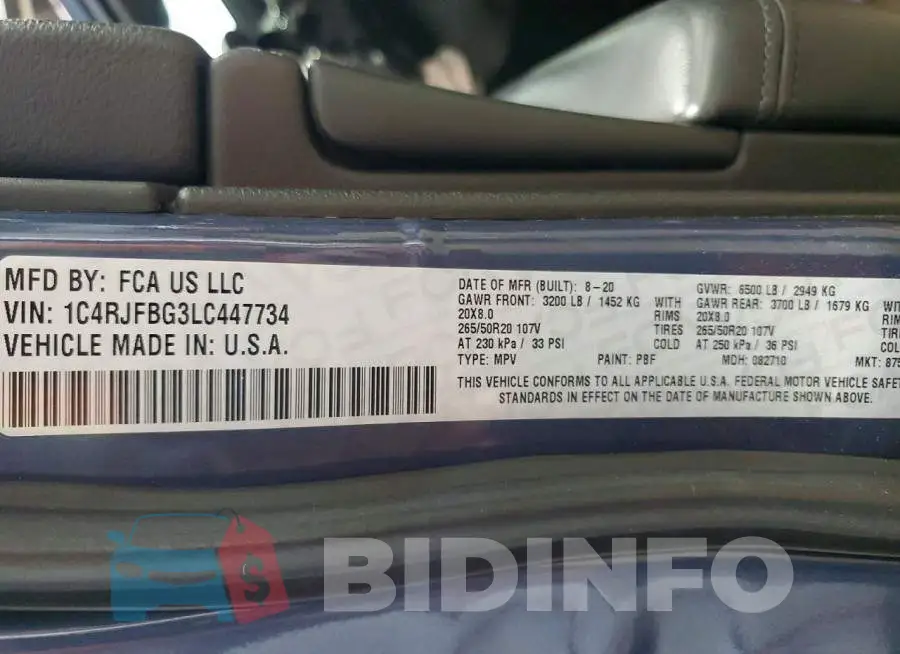 1C4RJFBG3LC447734 Photo# 13