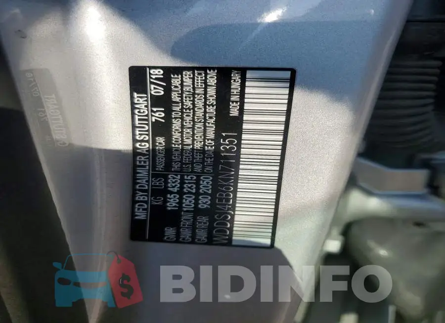 WDDSJ4EB6KN711351 Photo# 13