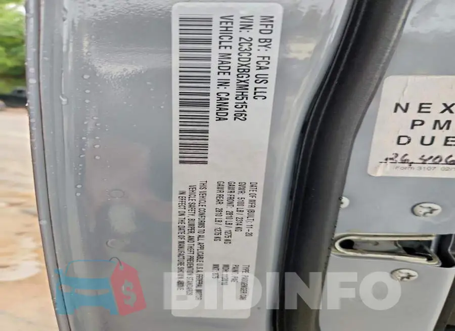 2C3CDXBGXMH515162 Photo# 12