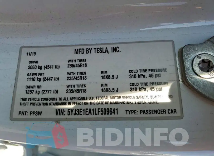 5YJ3E1EA1LF509641 Photo# 13