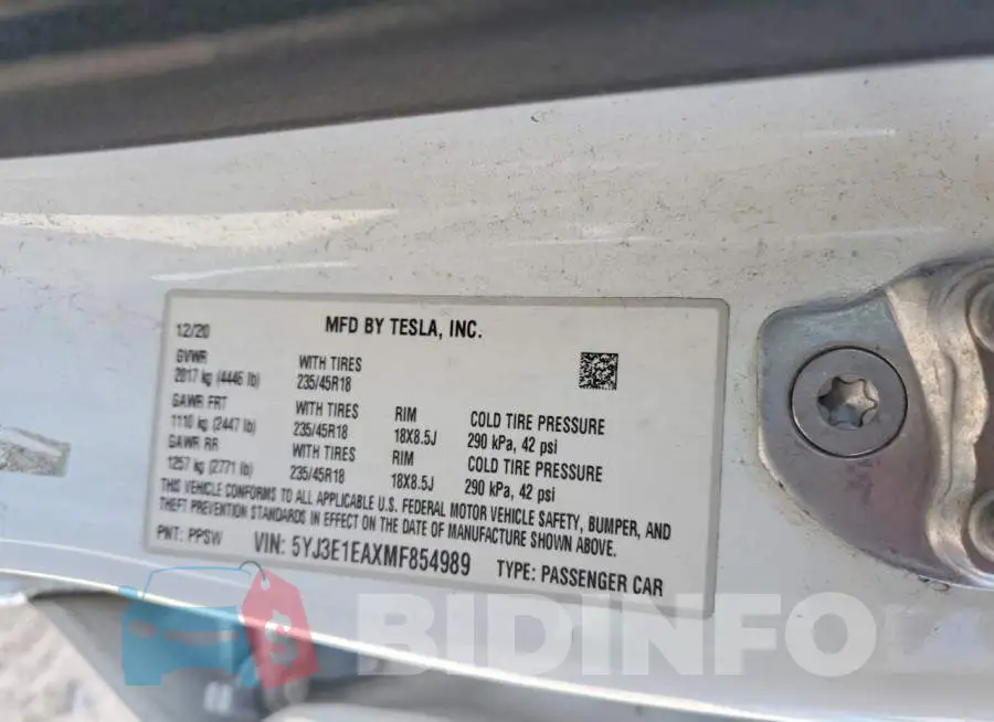 5YJ3E1EAXMF854989 Photo# 12