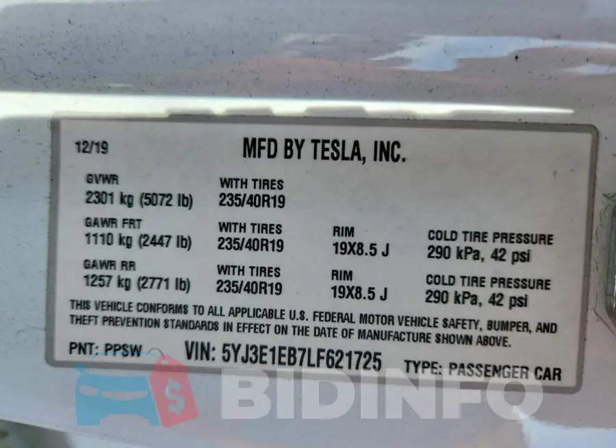 5YJ3E1EB7LF621725 Photo# 12