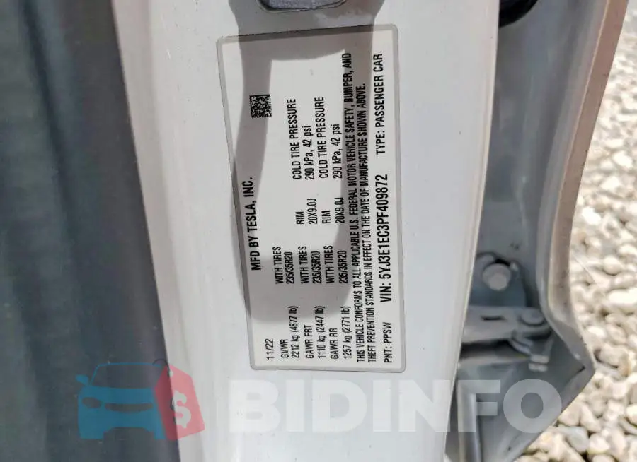5YJ3E1EC3PF409872 Photo# 12