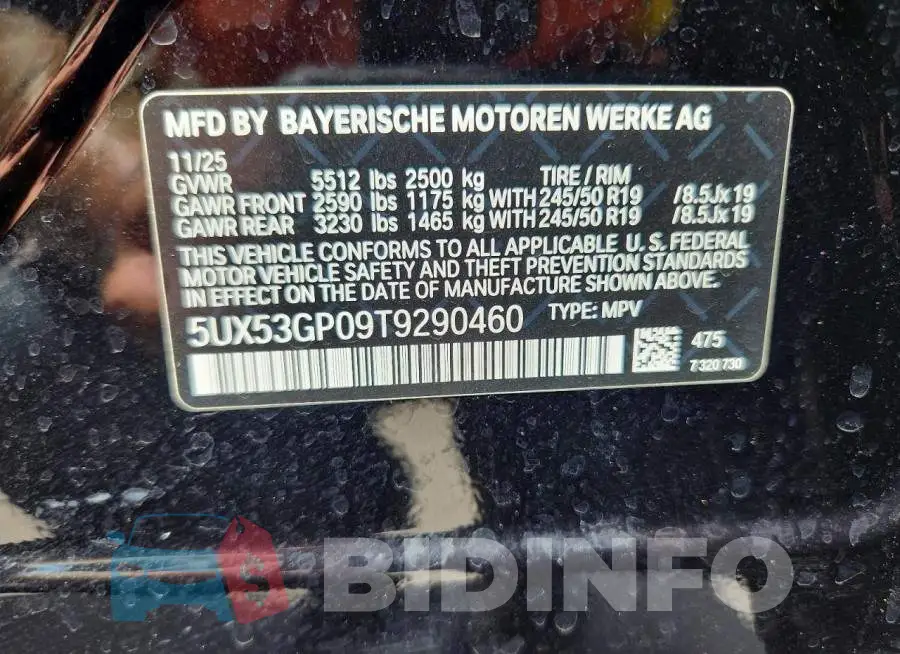 5UX53GP09T9290460 Photo# 12