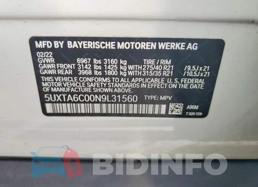 5UXTA6C00N9L31560 Photo# 13