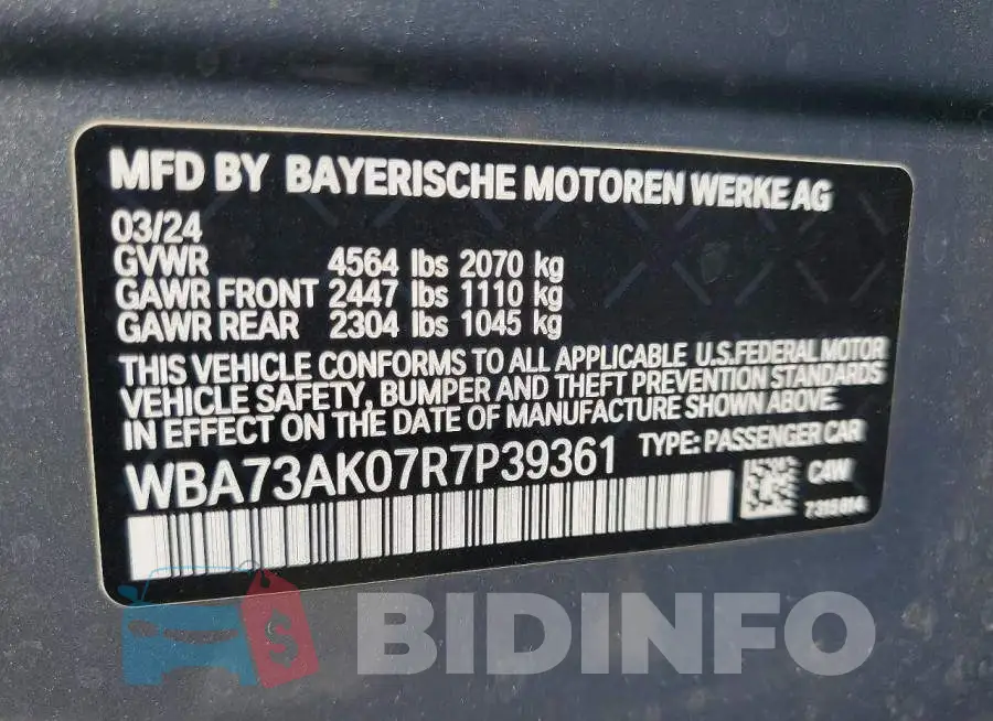 WBA73AK07R7P39361 Photo# 12