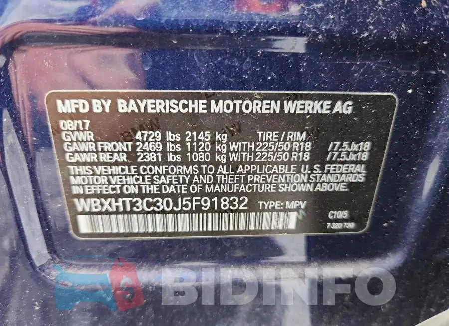 WBXHT3C30J5F91832 Photo# 13