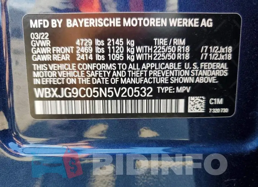 WBXJG9C05N5V20532 Photo# 12