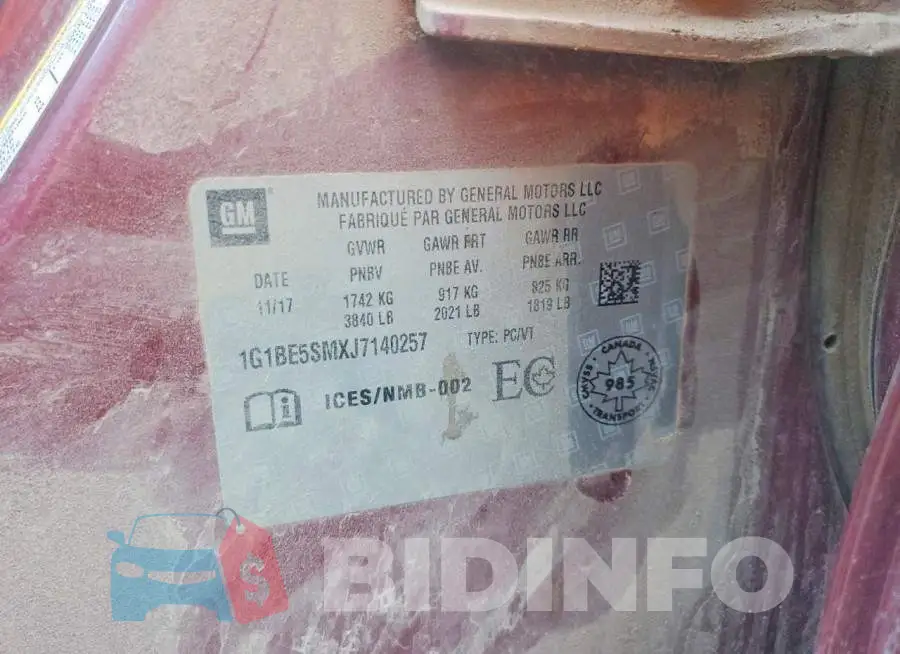1G1BE5SMXJ7140257 Photo# 12