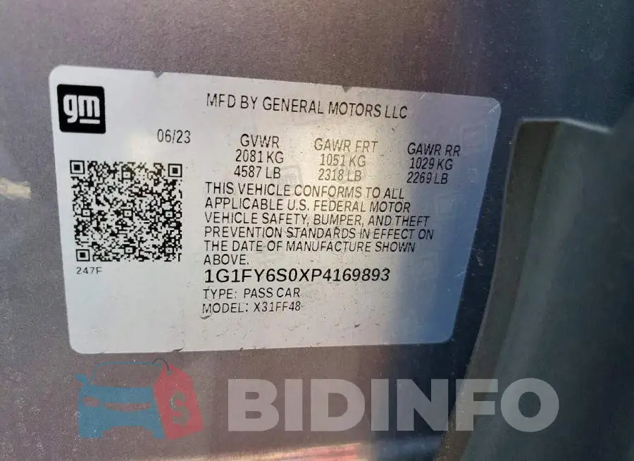 1G1FY6S0XP4169893 Photo# 12