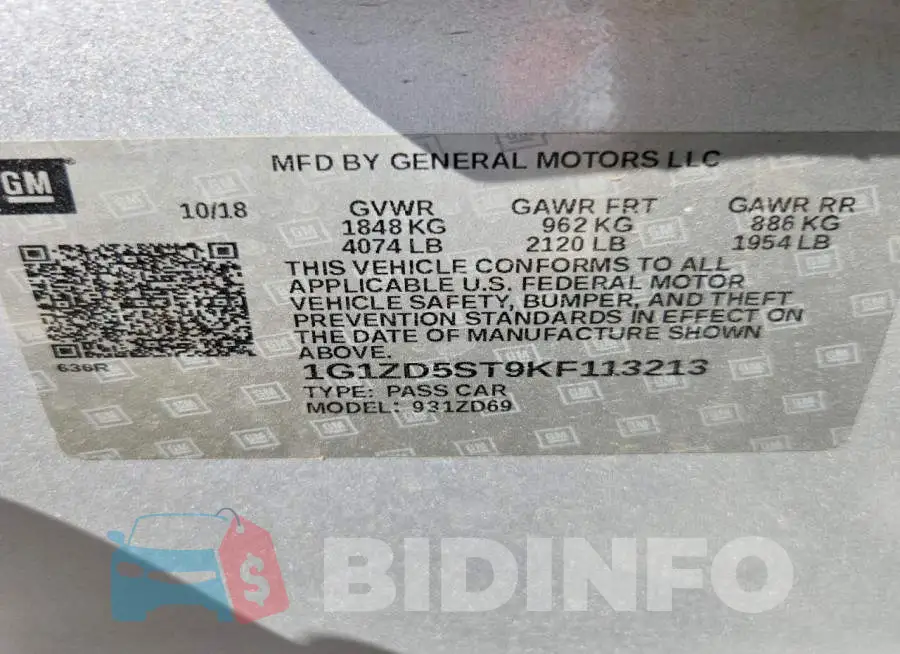 1G1ZD5ST9KF113213 Photo# 12