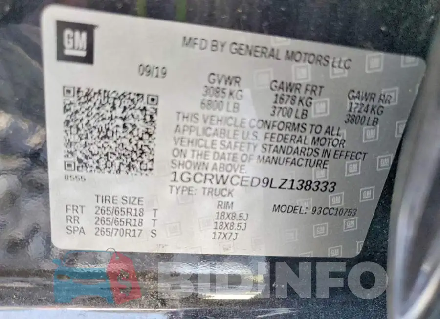 1GCRWCED9LZ138333 Photo# 12