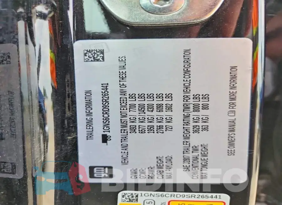 1GNS6CRD9SR265441 Photo# 14