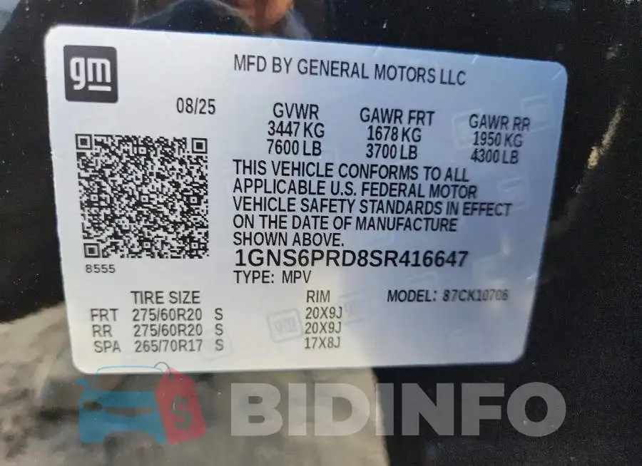 1GNS6PRD8SR416647 Photo# 13