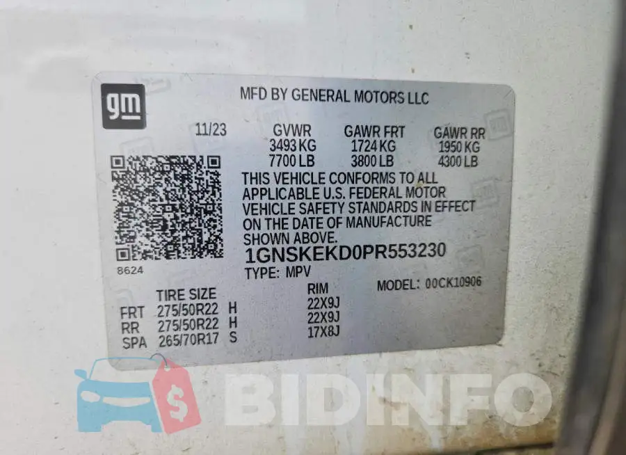 1GNSKEKD0PR553230 Photo# 14