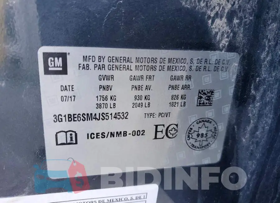 3G1BE6SM4JS514532 Photo# 12