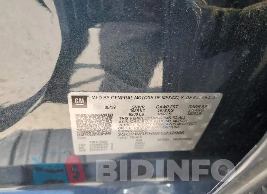 3GCPWBEH5KG232986 Photo# 13