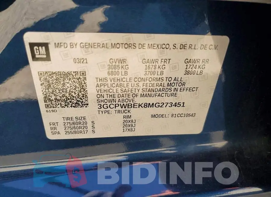 3GCPWBEK8MG273451 Photo# 12