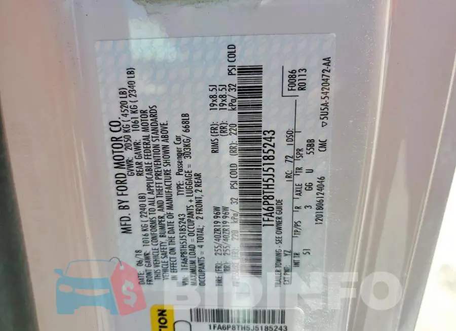 1FA6P8TH5J5185243 Photo# 12