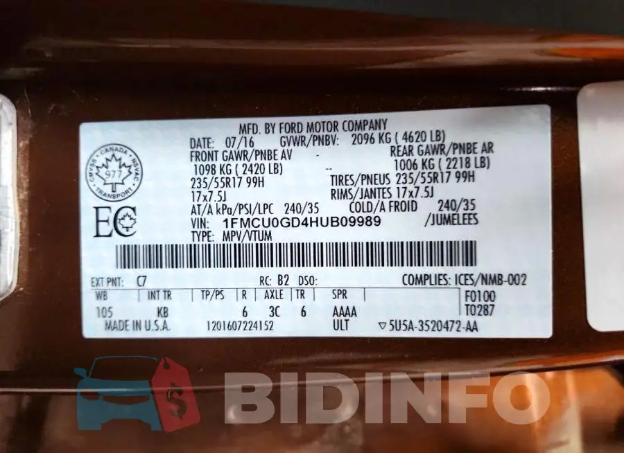 1FMCU0GD4HUB09989 Photo# 13