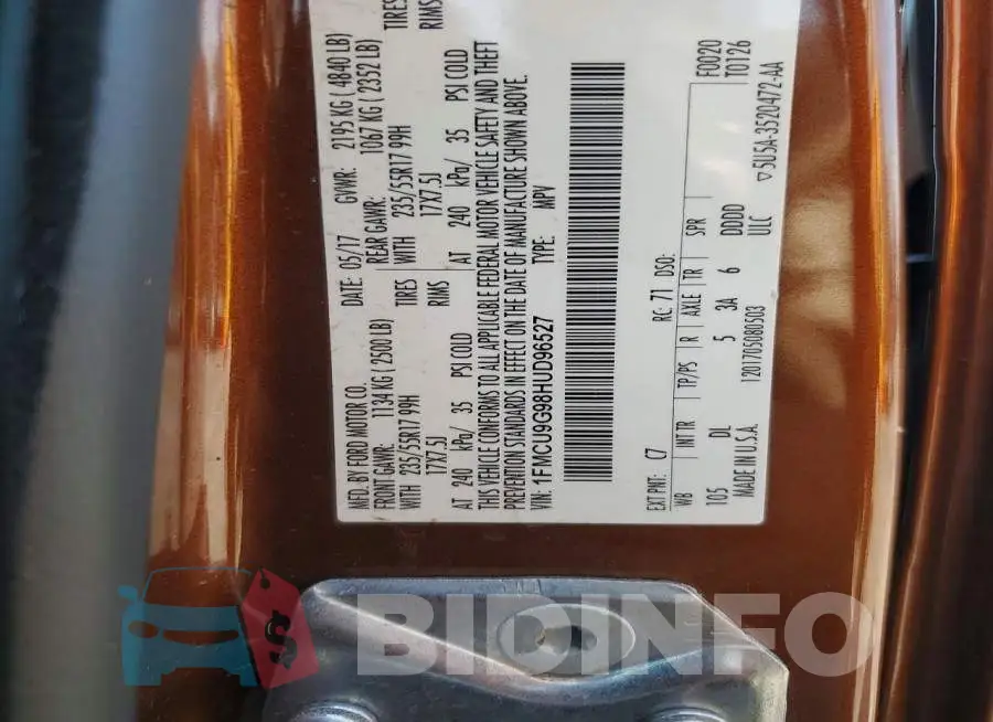 1FMCU9G98HUD96527 Photo# 13
