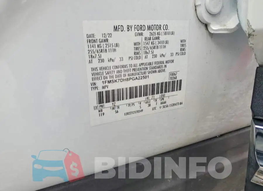 1FMSK7DH8PGA22501 Photo# 13
