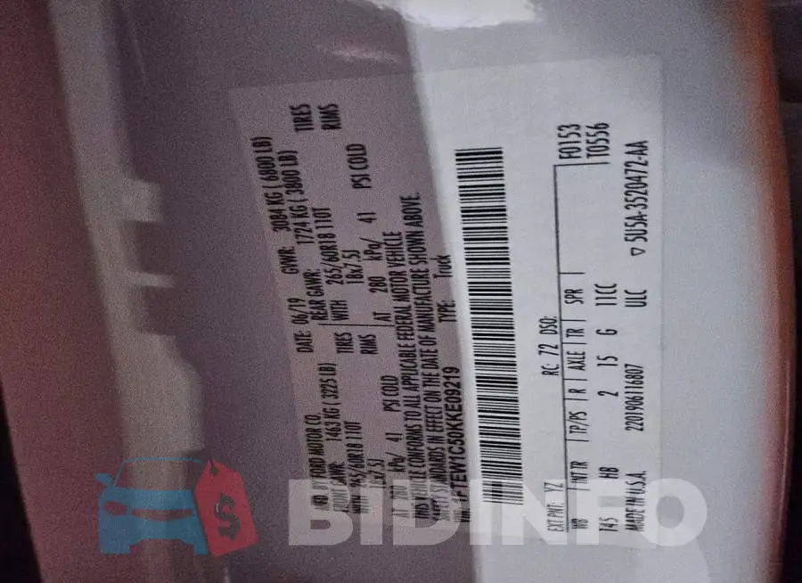 1FTEW1C50KKE09219 Photo# 12