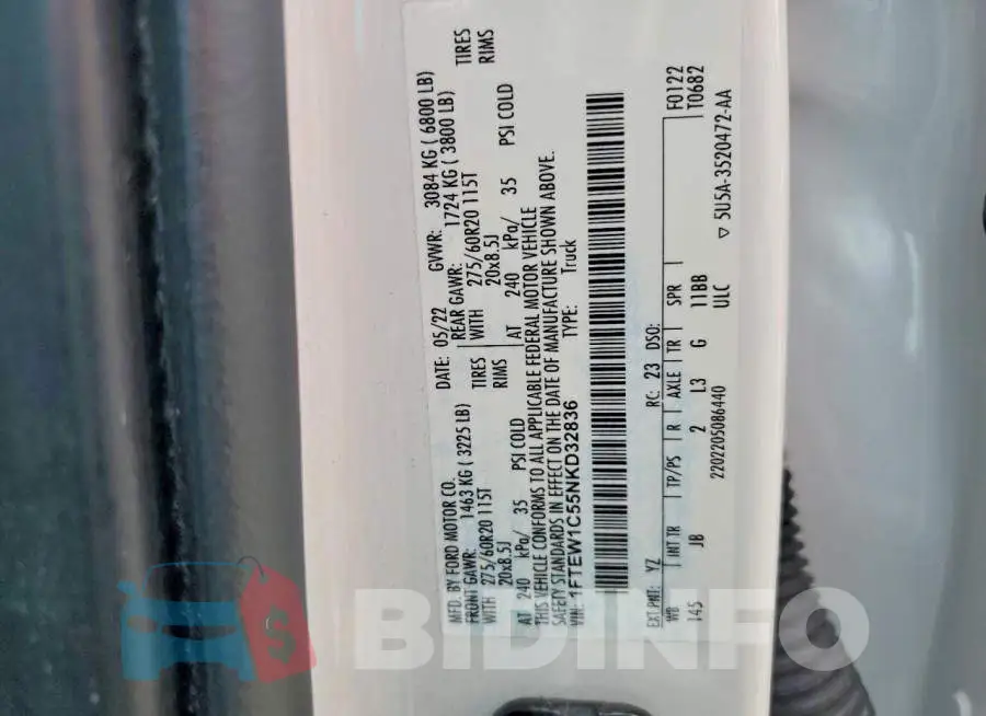 1FTEW1C55NKD32836 Photo# 12
