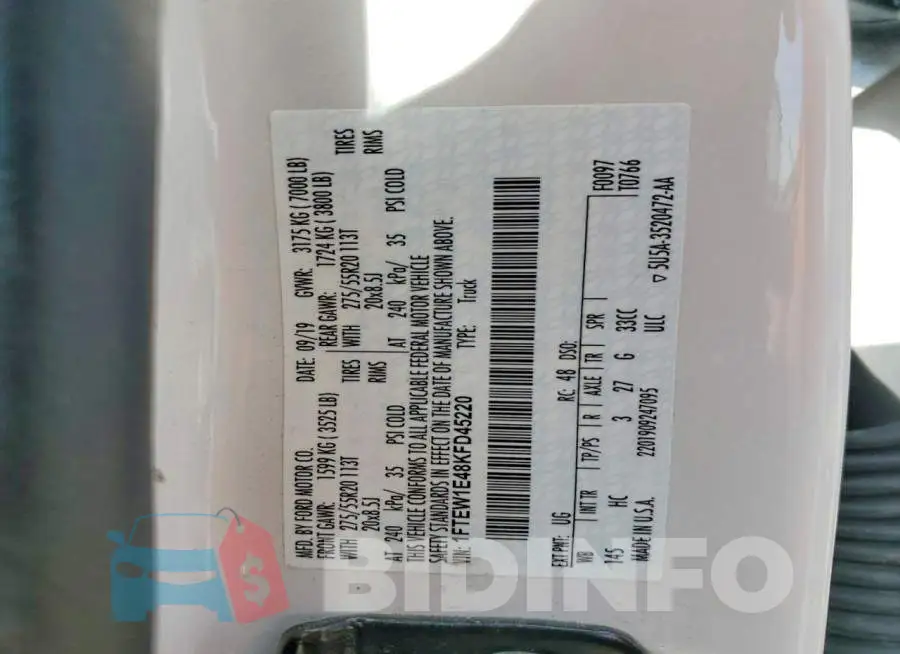 1FTEW1E48KFD45220 Photo# 12