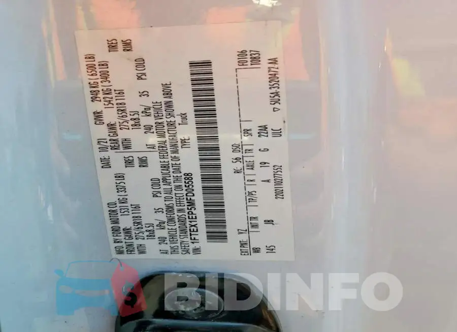 1FTEX1EP5MFD05588 Photo# 12