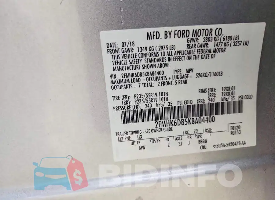 2FMHK6D85KBA04400 Photo# 14