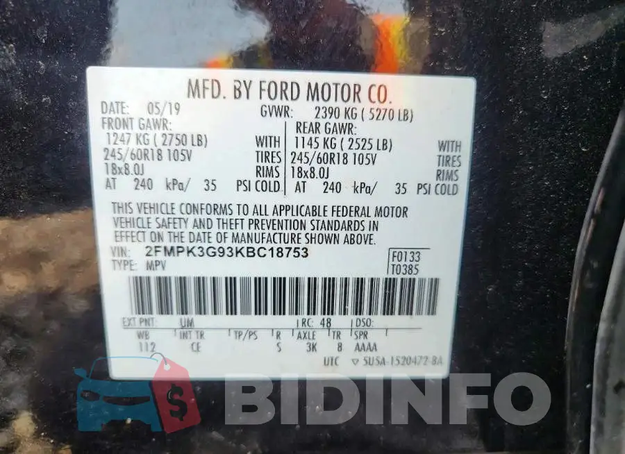 2FMPK3G93KBC18753 Photo# 13
