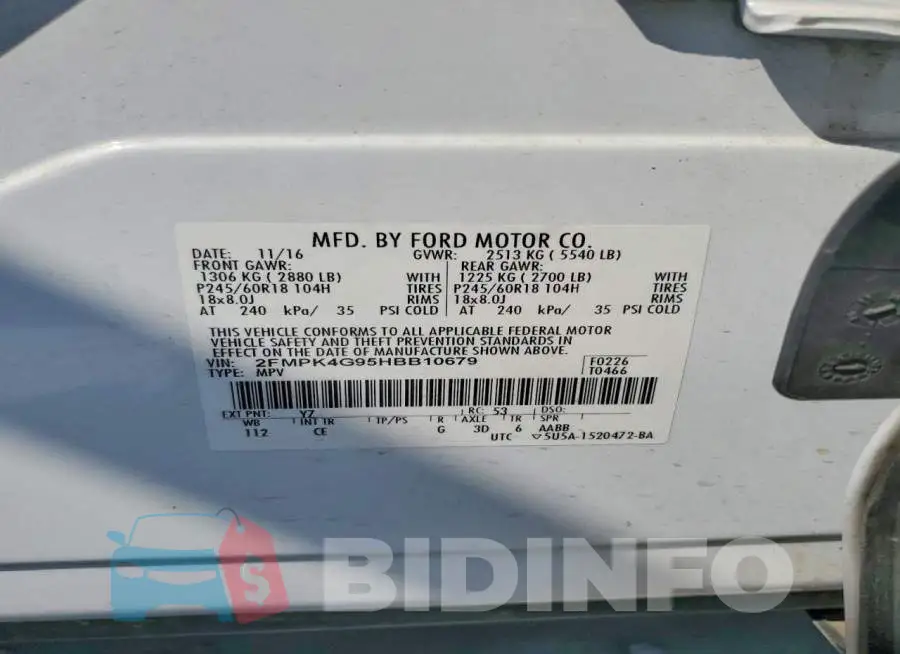 2FMPK4G95HBB10679 Photo# 13