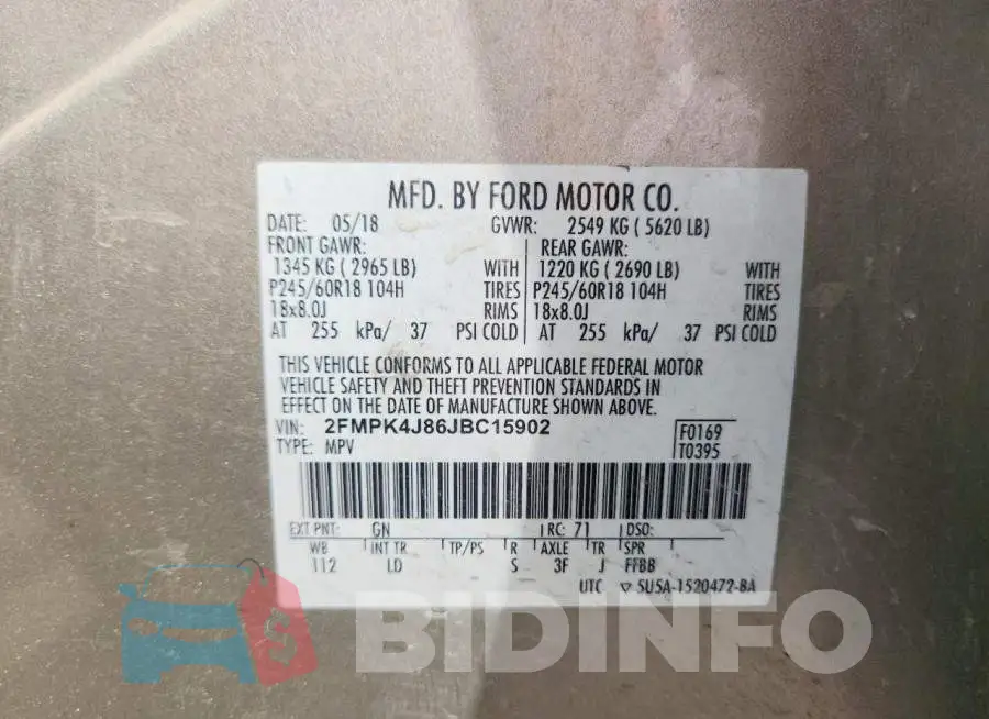 2FMPK4J86JBC15902 Photo# 13