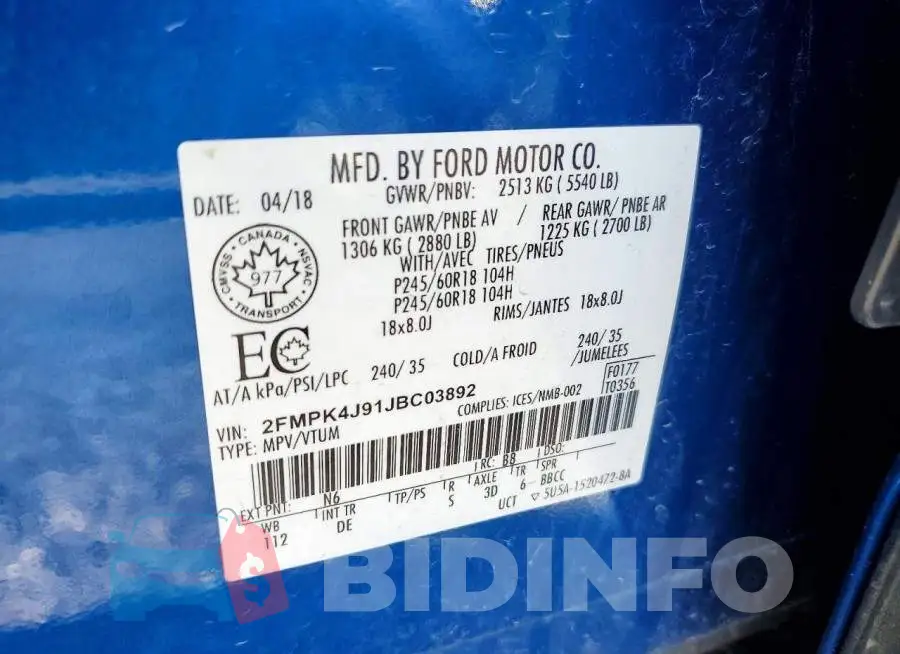 2FMPK4J91JBC03892 Photo# 13