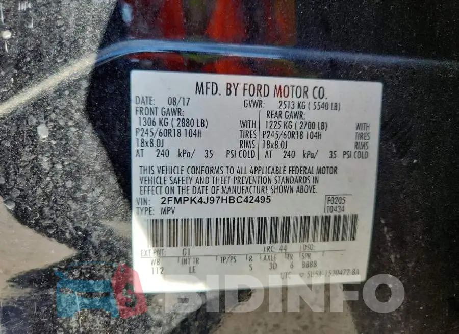 2FMPK4J97HBC42495 Photo# 14