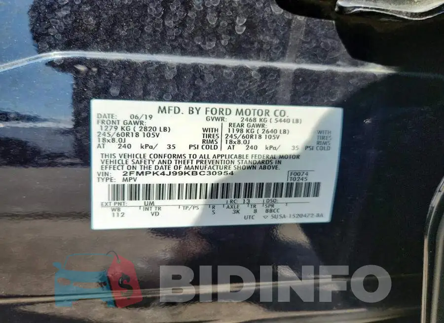 2FMPK4J99KBC30954 Photo# 13