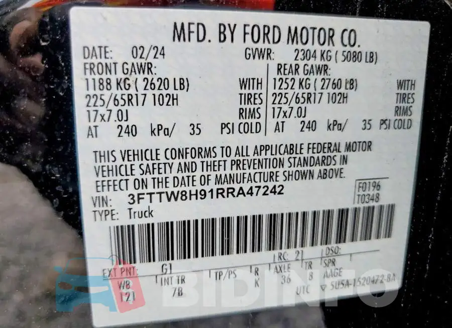 3FTTW8H91RRA47242 Photo# 12