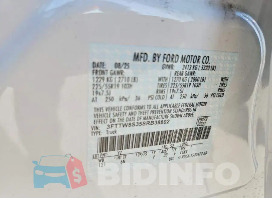 3FTTW8S35SRB38802 Photo# 12
