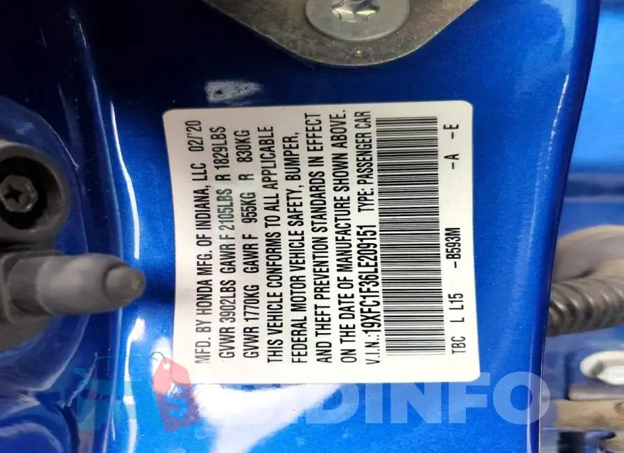 19XFC1F36LE209151 Photo# 12