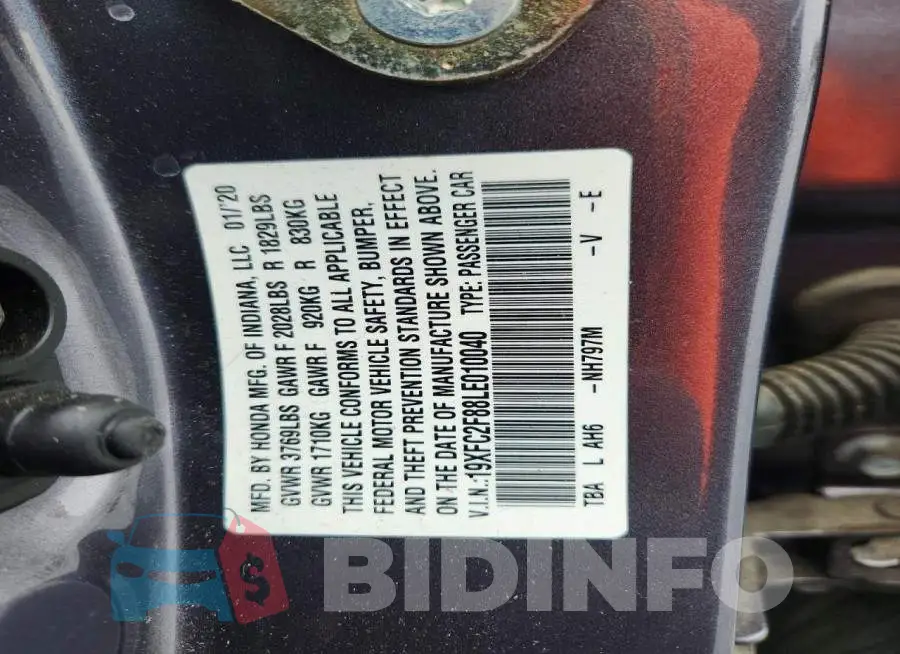 19XFC2F88LE010040 Photo# 12