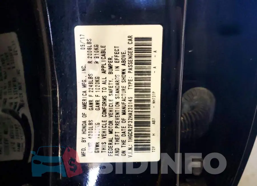 1HGCR2F32HA230145 Photo# 12