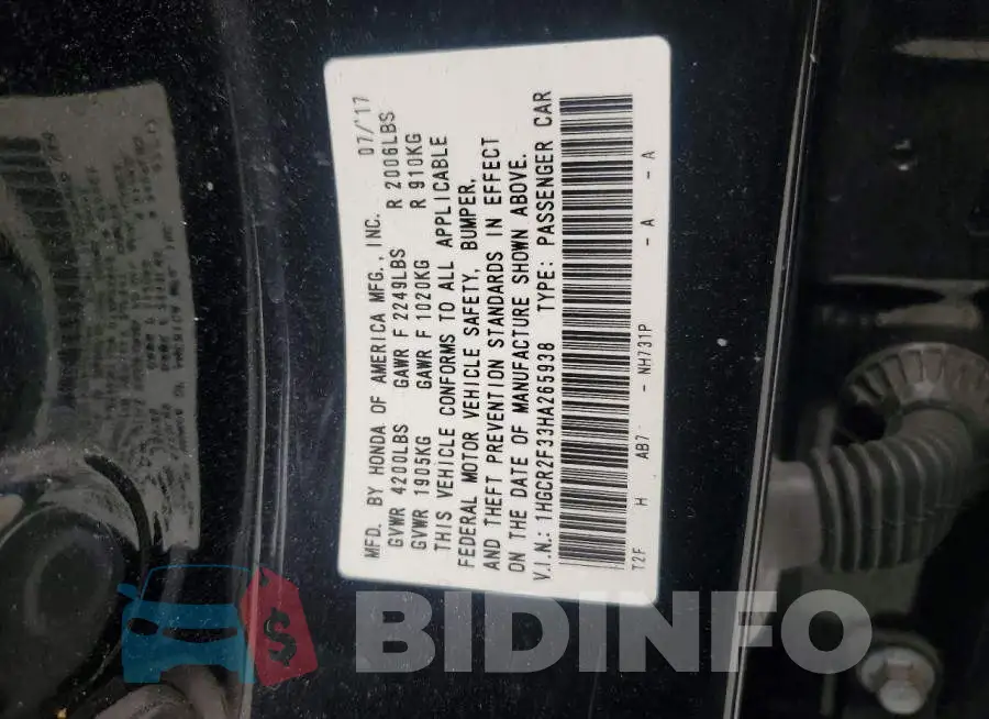 1HGCR2F33HA265938 Photo# 12