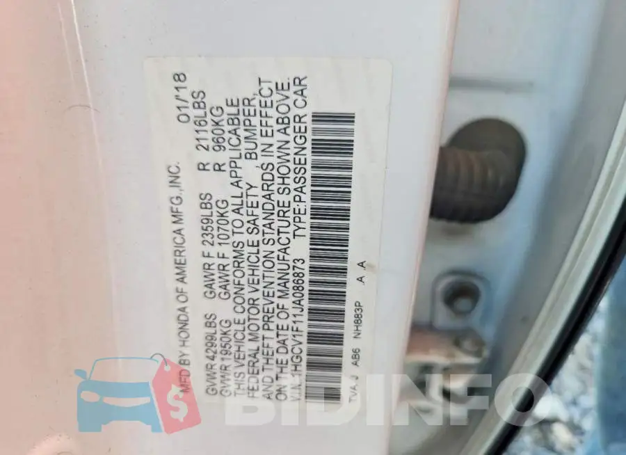1HGCV1F11JA086873 Photo# 13